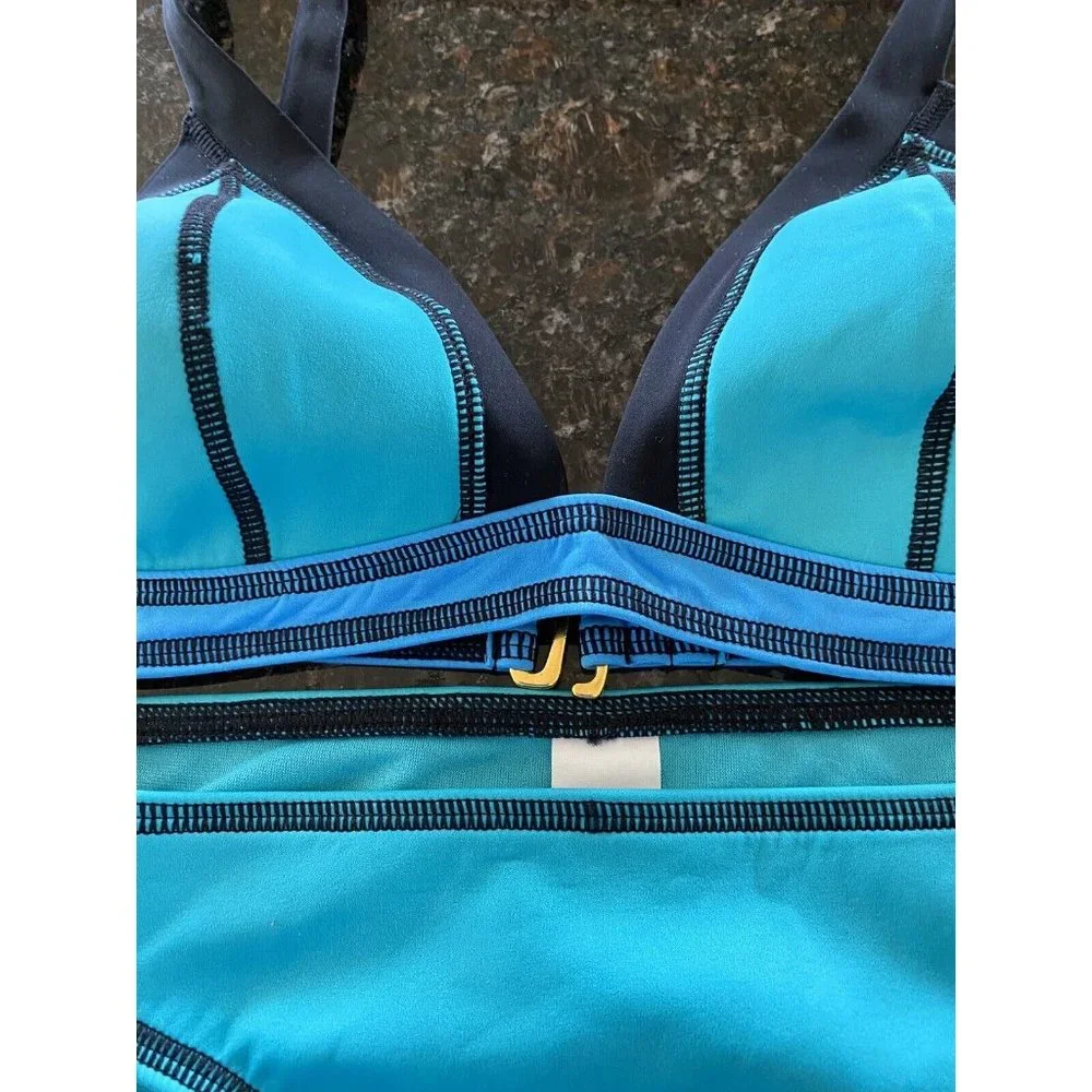 Bikini Swimsuit Bathing Suit Womens‎ Colorblock Blue Black